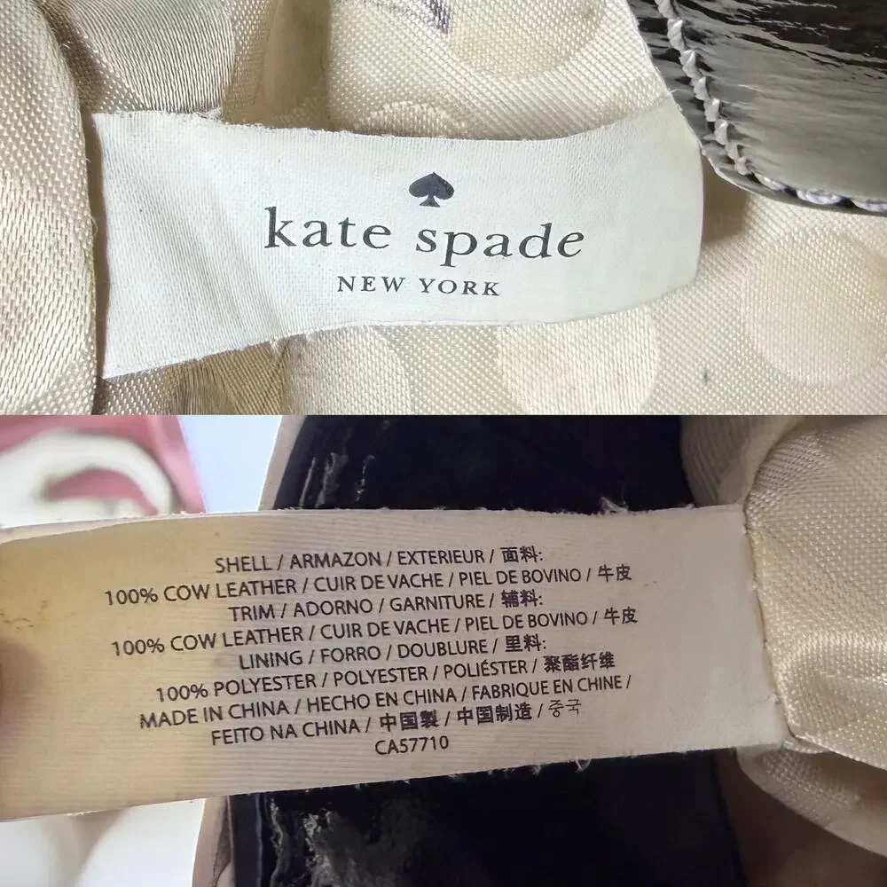 Kate Spade Black Patent Leather Pretty Penny Treesh Shoulder Handbag Large Purse